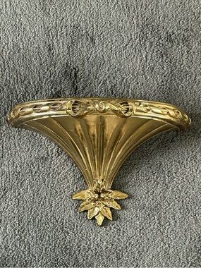 Vintage Homco Home Interiors Burwood Gold Ornate Bow Wall Shelf #3120 Made USA